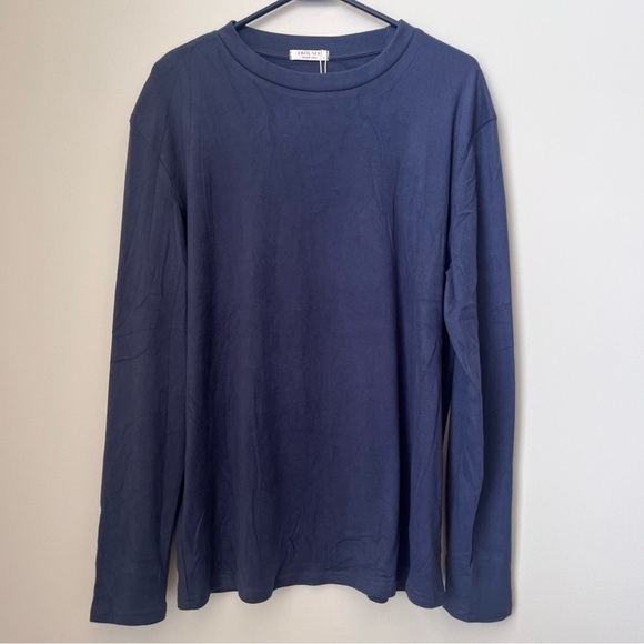 Women's Solid Velour Navy Blue Pajama Top Size Large NWT - Picture 1 of 5
